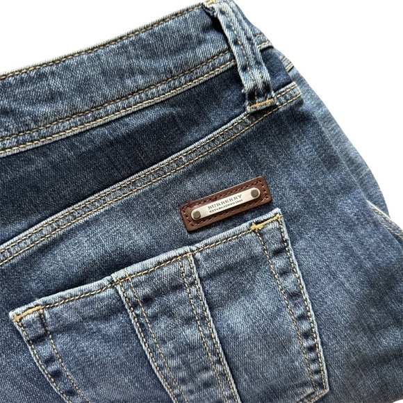 Burberry Designer Pinstone Carrot Leg Blue Denim Jean Shorts Women’s Size W 30 - Picture 5 of 5